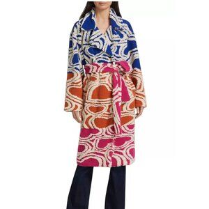 NWOT Farm Rio Wool Blend Hearts Fleece Oversized Coat Size XS Multicolor